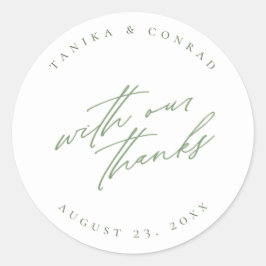 Adesivo Redondo Casamento com nossos Obrigados Verde/Wht ID954