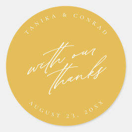 Adesivo Redondo Casamento com nossos Obrigados Wht/Dourado ID954