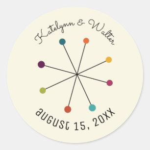 Adesivo Redondo Casamento com o Estilo de Vintage Moderno do Sécu