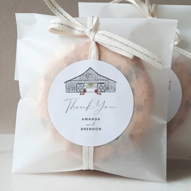 Adesivo Redondo Casamento com Pumpkins do Queda Barn Obrigado (Criador carregado)