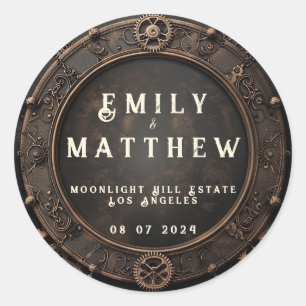 Adesivo Redondo Casamento com Steampunk Noir