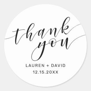 Adesivo Redondo Casamento com Tipografia de Script Branco Elegante