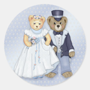 Adesivo Redondo Casamento com Urso de Teddy - Personalizar