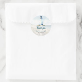 Adesivo Redondo Casamento com Watercolor Coastal Nova Inglaterra -