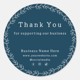 Adesivo Redondo Casamento Comercial Imobiliário Chic Azul Escuro