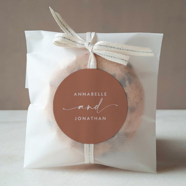 Adesivo Redondo Casamento contemporâneo moderno de terracotta (Criador carregado)