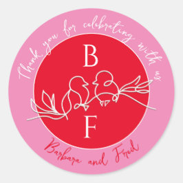 Adesivo Redondo Casamento contemporâneo Obrigado Vinhetas por Favo