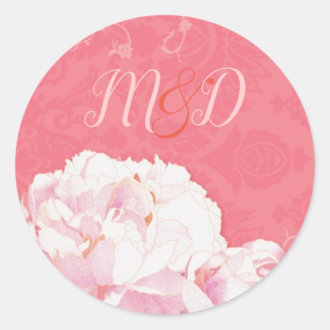 Adesivo Redondo Casamento Cor-de-Aquarela Pink (Frente)