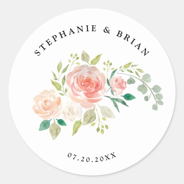 Adesivo Redondo Casamento cor-de-laranja-rosa-esbranquiçada com co (Frente)