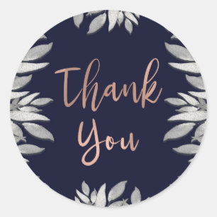 Adesivo Redondo Casamento Cor-de-rosa Azul Glam Botânico Folha-de-