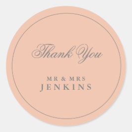 Adesivo Redondo Casamento Cor-de-Rosa Simples Esmagador Elegante