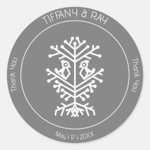 Adesivo Redondo Casamento da Árvore da Vida Obrigado Sticker