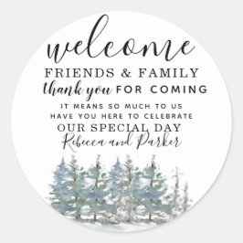 Adesivo Redondo Casamento da Floresta de Watercolor Favorável a vo