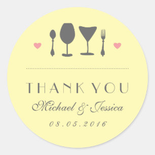 Adesivo Redondo Casamento Da Mancha Rústica Amarela Obrigado Stick