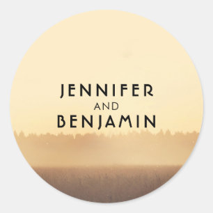 Adesivo Redondo Casamento da Noite da Rússia nos Campos Sunset