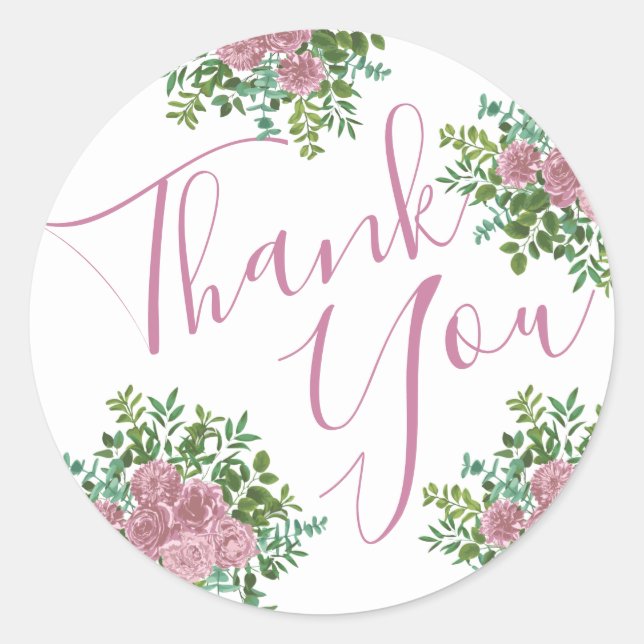 Adesivo Redondo Casamento da primavera do Jardim das Rosas Rosa (Frente)