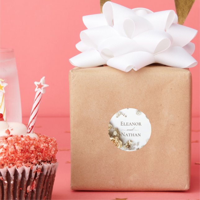 Adesivo Redondo Casamento da primavera dos Rosas do Ouro Modern Bo (Festa)