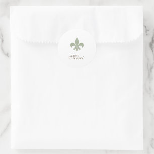 Adesivo Redondo Casamento da Regency Green French Fleur de Lis Mer