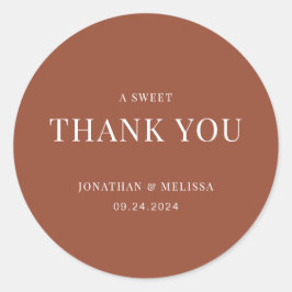 Adesivo Redondo Casamento da Tipografia de Terracotta Simples Obri