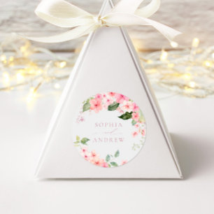 Adesivo Redondo Casamento das Flores de Sakura Rosa Elegante