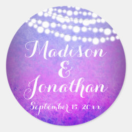 Adesivo Redondo Casamento das Luzes de Twinkle com Púrpura