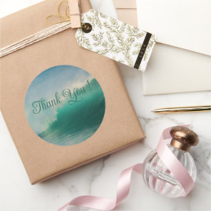 Adesivo Redondo Casamento Das Ondas Do Oceano Obrigado Pinheiros