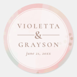 Adesivo Redondo Casamento de Abstrato de Arte Pastel Peach Dreamy