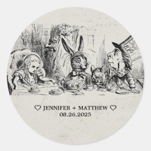 Adesivo Redondo Casamento de Alice no País das Maravilhas