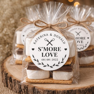 Adesivo Redondo Casamento de Amor de S'more Moderno 