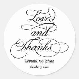 Adesivo Redondo Casamento de Amor e Agradecimento Branco Elegante