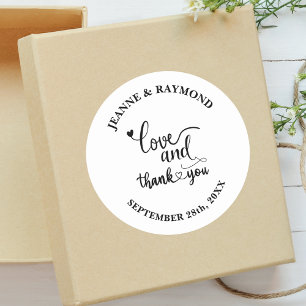 Adesivo Redondo Casamento de Amor e Agradecimento Personalizado e 