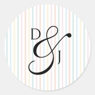 Adesivo Redondo Casamento de Ampersand de Rótulo de Monograma de F