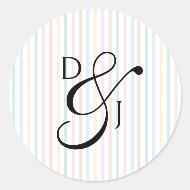 Adesivo Redondo Casamento de Ampersand de Rótulo de Monograma de F (Frente)