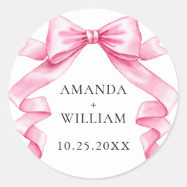 Adesivo Redondo Casamento de Arco de Mão Rosa-Rosa-Elegante