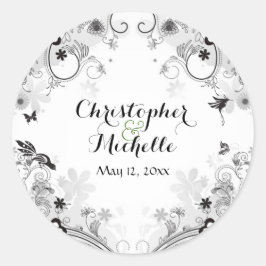 Adesivo Redondo Casamento de Aves Personalizadas e Jardins Flores