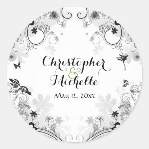 Adesivo Redondo Casamento de Aves Personalizadas e Jardins Flores