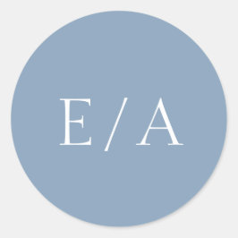 Adesivo Redondo Casamento de Azul com Dusty Moderno Elegante Monog