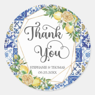 Adesivo Redondo Casamento de Azulejos do Mosaico Mediterrâneo com