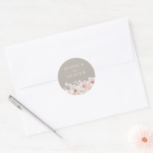 Adesivo Redondo Casamento de Beige & Blush Floral All Seasons