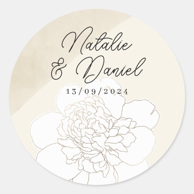 Adesivo Redondo Casamento de Blossomas Brancos (Frente)