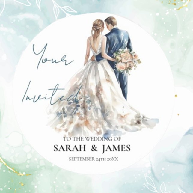 Adesivo Redondo Casamento de Blush Elegante (Add a touch of elegance to your special day with our Elegant Blush Wedding Classic Round Sticker. )