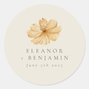 Adesivo Redondo Casamento de Boho Amarelo Amarelo Amarelo Mínimo