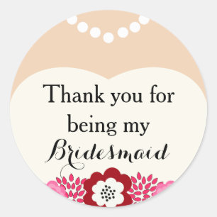Adesivo Redondo Casamento De Branca De Bridesmaid Obrigado Sticker