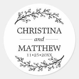 Adesivo Redondo Casamento de Branches Black Laurel Brancos Clássic