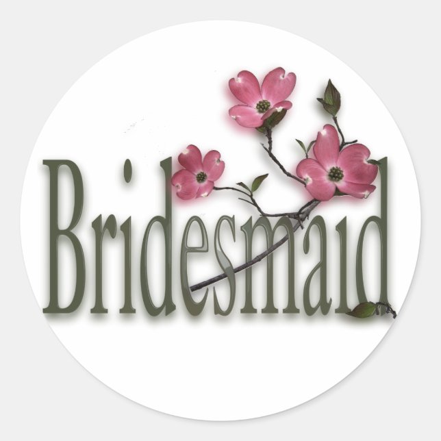 Adesivo Redondo Casamento de Bridesmaid/ Dogwood (Frente)