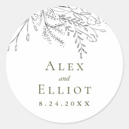 Adesivo Redondo Casamento de Buquê transbordante