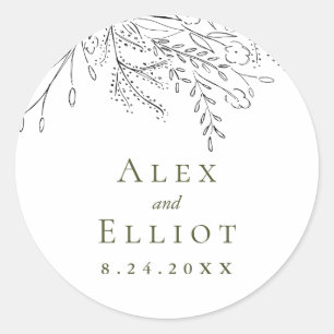 Adesivo Redondo Casamento de Buquê transbordante