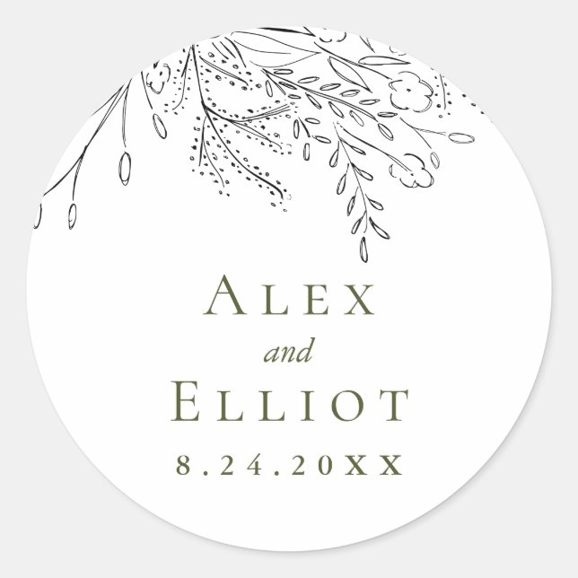 Adesivo Redondo Casamento de Buquê transbordante (Frente)