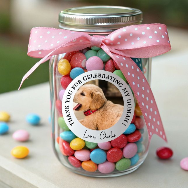 Adesivo Redondo Casamento de Cachorro Personalizado Favorita Cacho (Criador carregado)