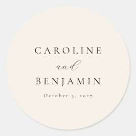 Adesivo Redondo Casamento de Caligrafia de Ivory Minimalista Elega